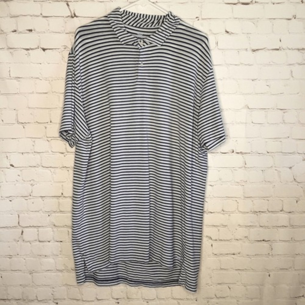 Peter Millar Summer Comfort Polo Shirt Blue Striped Size XL Short Sleeve